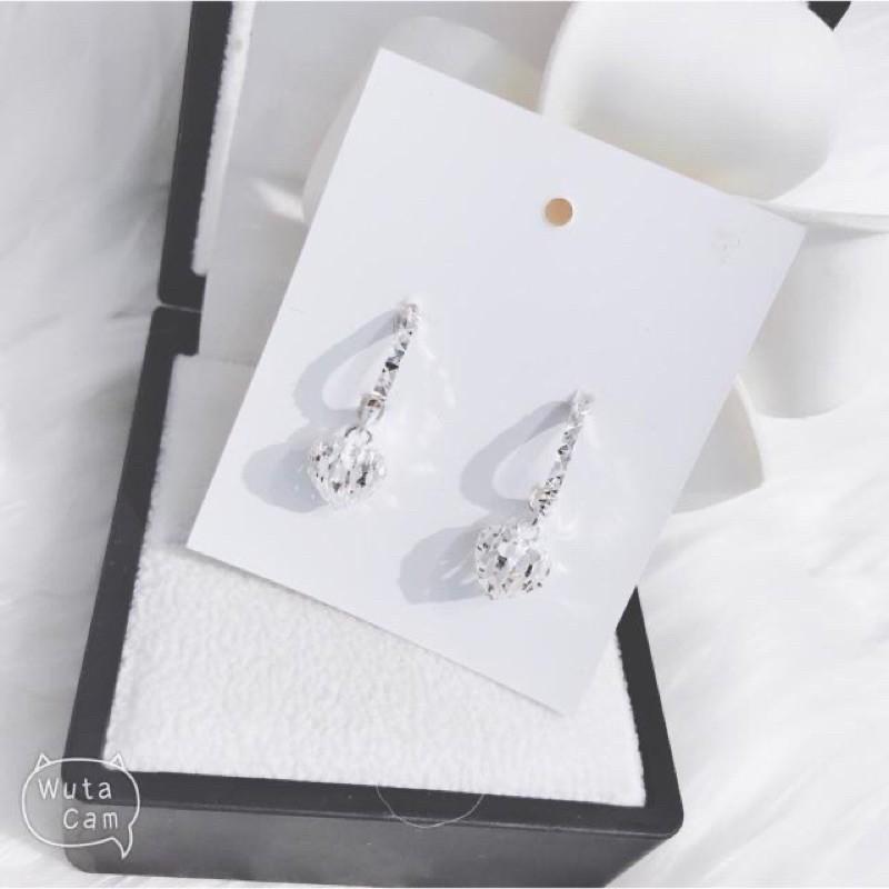 Bông tai tròn nữ mặt tim xinh xắn chất liệu bạc ta giá xưởng ms19