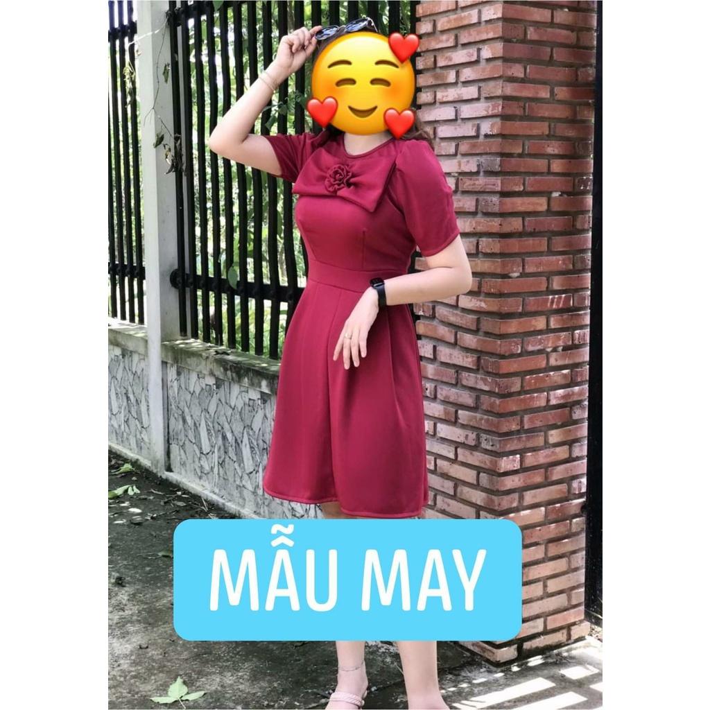 ĐẦM SUÔNG BIGSIZE CỔ PHỐI NƠ HOA HỒNG