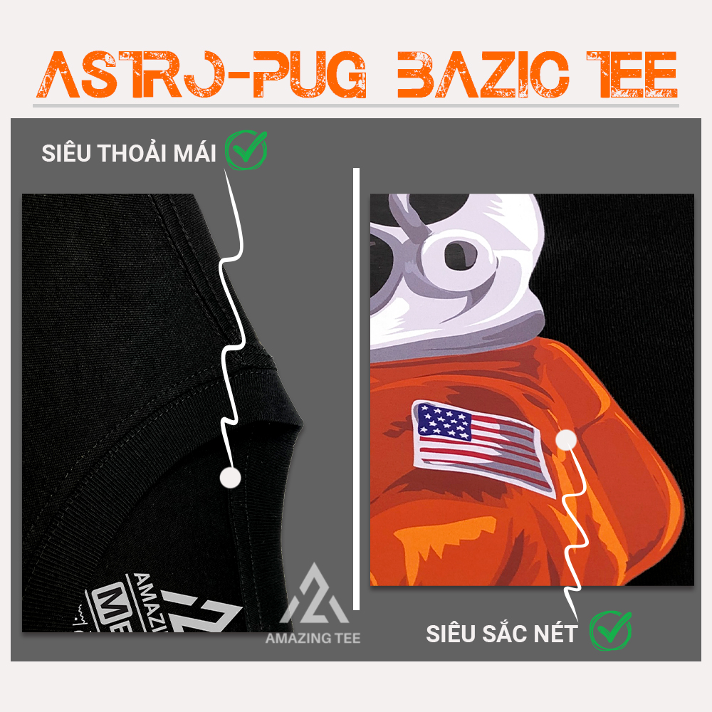 Áo Thun Nam Cổ Tròn Cao Cấp Bigsize Aztee - Astro Pug Basic Tee - Cotton Tự Nhiên Siêu Thoáng Mát
