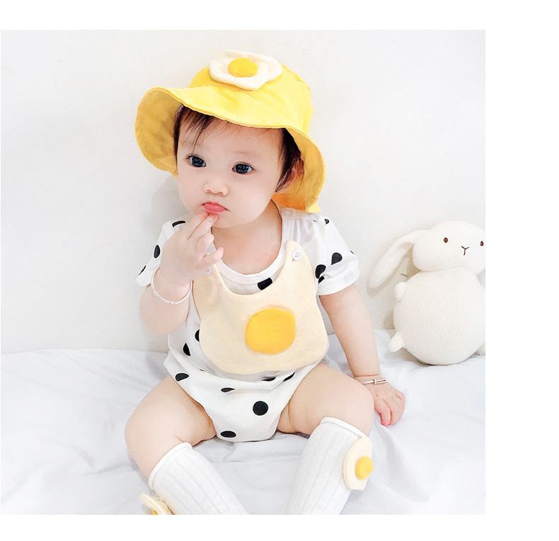 Bộ quần áo sơ sinh100% COTTON Body Suit họa tiết trứng tặng kèm mũ + yếm cho trẻ sơ sinh chất cotton thoáng mát - 73 cm