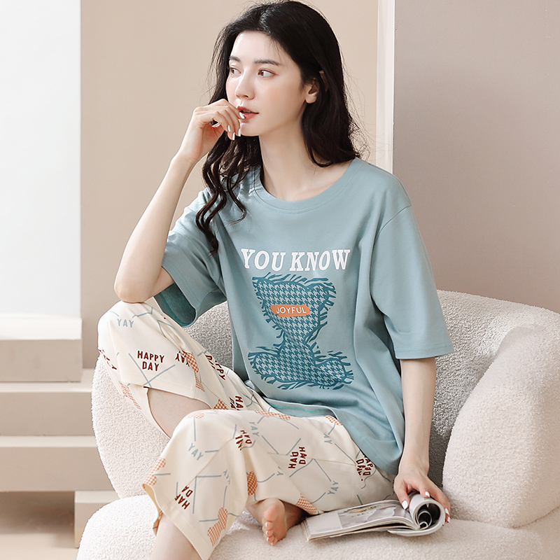 Bộ mặc nhà cotton tay ngắn quần lỡ 6110