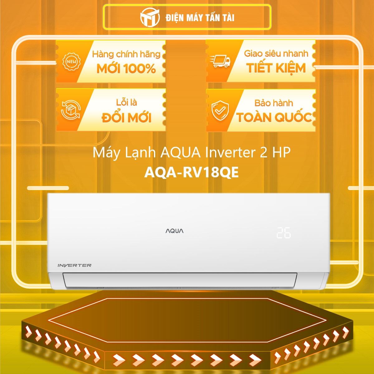 Máy lạnh AQUA Inverter 2 HP AQA-RV18QE - Hàng chính hãng - Giao HCM và 1 số tỉnh thành