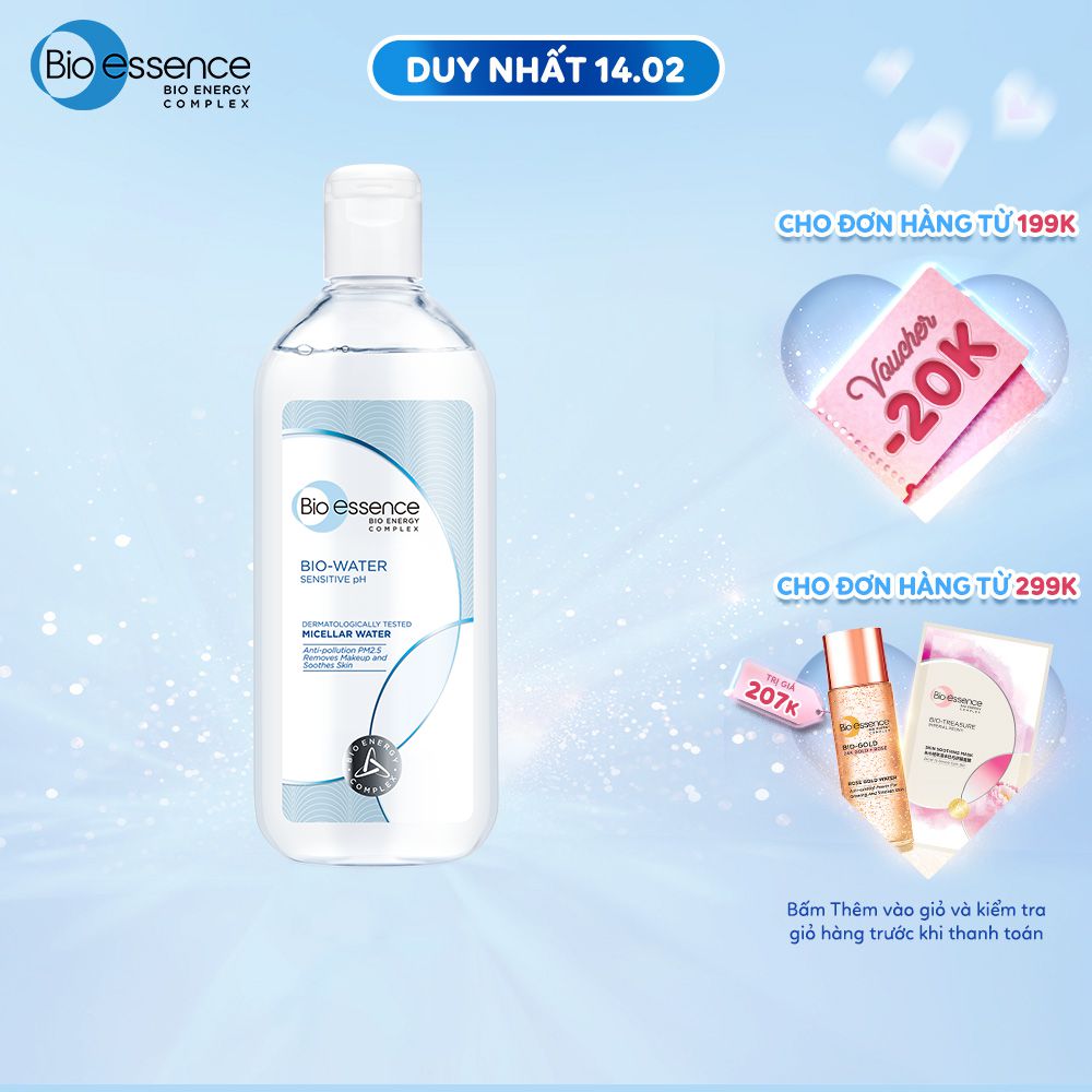 Nước tẩy trang Bio essence Micellar Water Sensitive PH cho da nhạy cảm chai 400ml