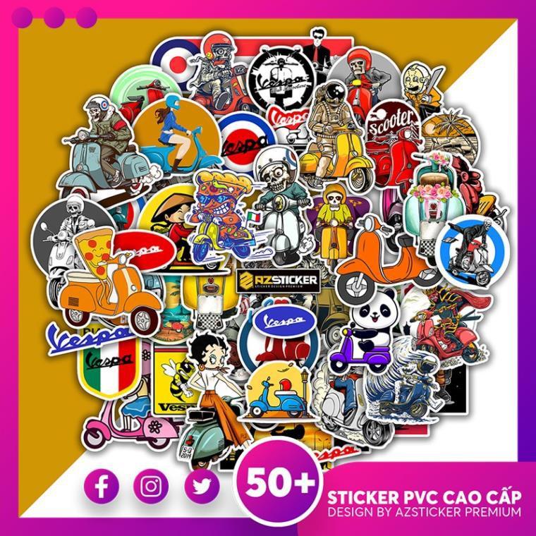 Sticker Vespa | Dán Nón Bảo Hiêm, Điện Thoại, Laptop, Bình Nước...Chống Nước, Chống Bay Màu