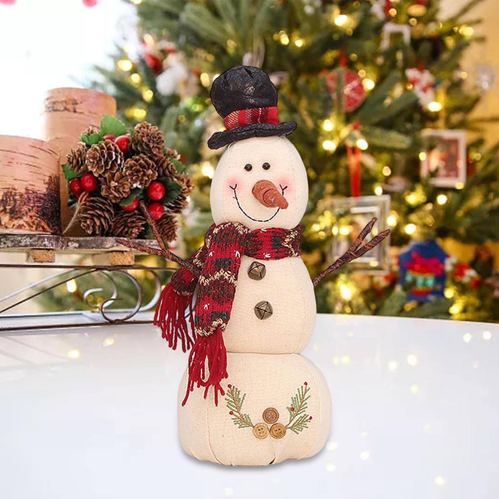 Christmas White Snowman Doll with Hooded Scarf Snowman Decor Shopping Mall Window Atmosphere Decoration