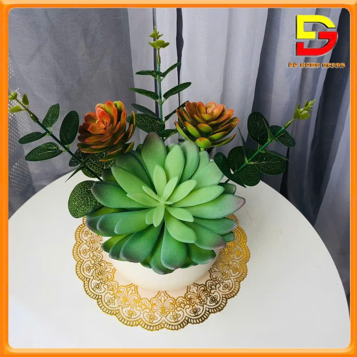 Chậu Sen Đá Chậu Cây Giả Để Bàn Decor Bàn Trà Kệ Tủ Cao 20cm Nhiều Mẫu Cắm Sẵn DG-145