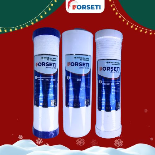 Bộ 3 lõi lọc thô Forseti lõi số 1 - 2 - 3 lọc sạch tạp chất có kích thước từ 1 micron, bảo vệ màng RO - Hàng chính hãng