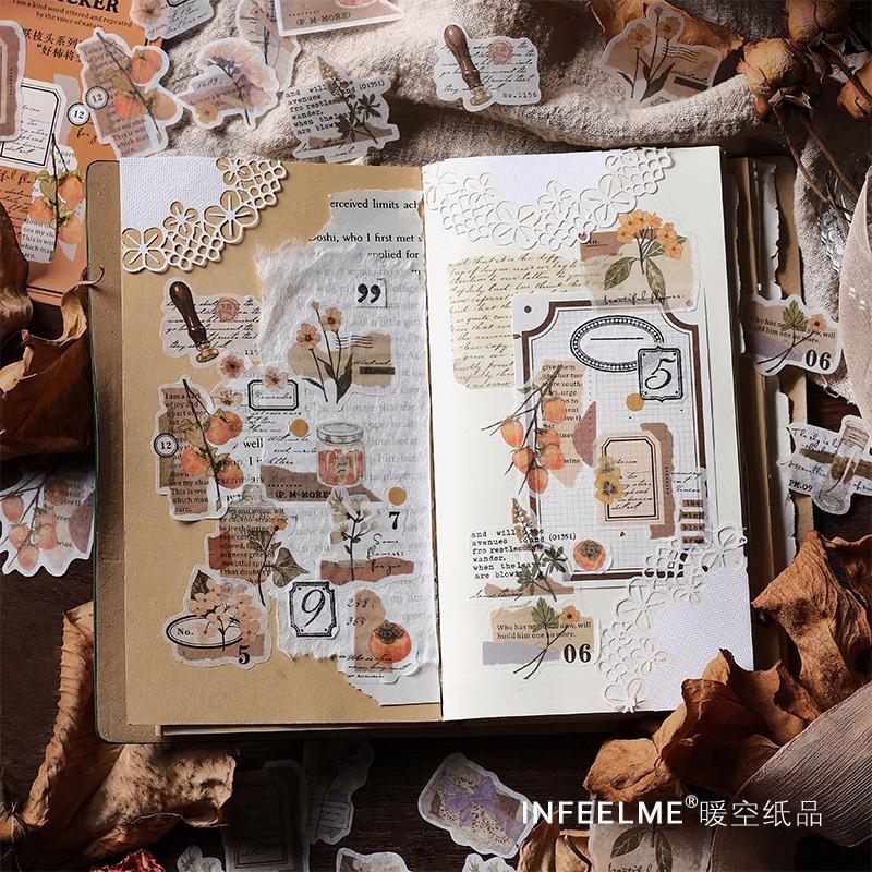 S78 - Set 20 stickers washi nhánh cây hoa quả vintage cổ điển PaperMore trang trí sổ bullet journal