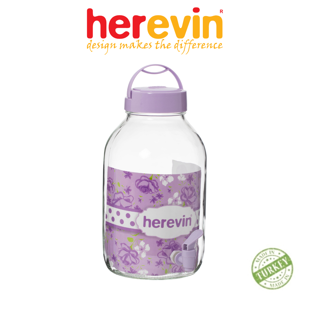 Bình Ngâm Rượu Thuỷ Tinh Herevin Tròn Có Vòi 5L - HEBI137601-503