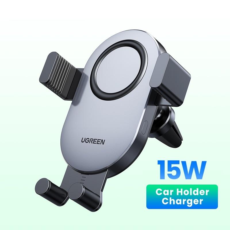 Bộ sạc nhanh không dây Ugreen kèm giá đỡ điện thoại trên ô tô 15W CD256- hàng chính hãng