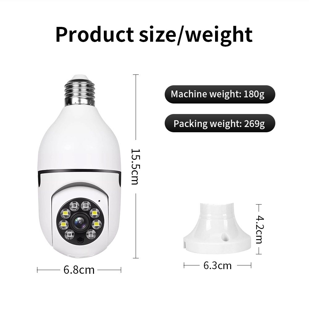 Camera A6 wifi IP 360 độ bóng đèn FullHD 1080P, kết nối với điện thoại từ xa, giám sát không dây, quay ban đêm