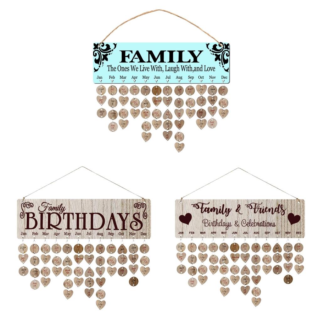 Wood Calendar Board Home Wall Decor Ornament Birthday Anniversary Reminder