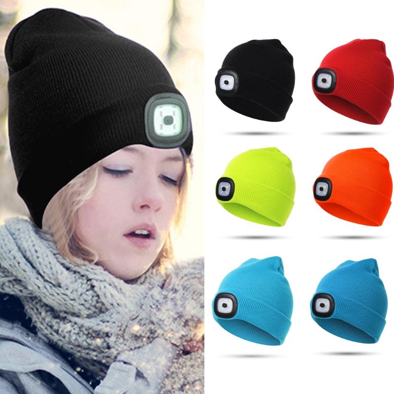 USB Mũ có thể sạc lại mũ dệt kim với đèn LED cao độ sáng của trẻ em mũ thứ 4 LED Night Lighting Beanie Mũ bean Color: FY