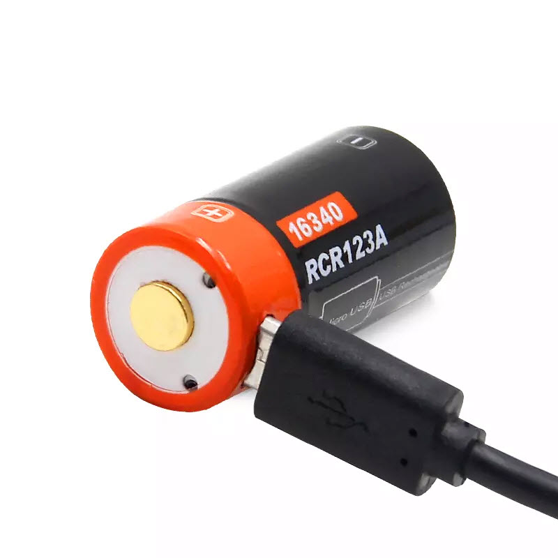 Bộ 02 Pin Sạc RCR123A 3.7V 650mAh Công Nghệ Li-on Sạc Cổng Micro USB