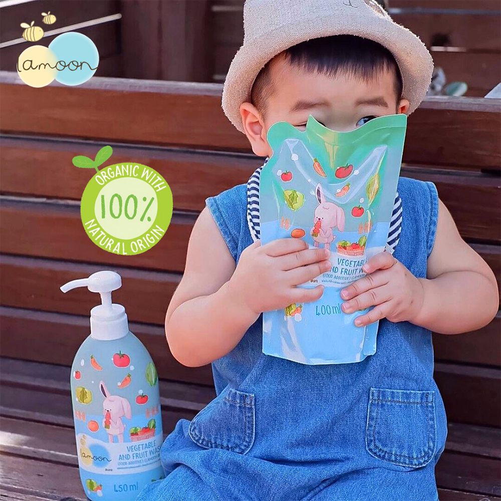 Nước Rửa Rau Củ Quả Hữu Cơ Cho Bé Lamoon - Túi 400ml Refill