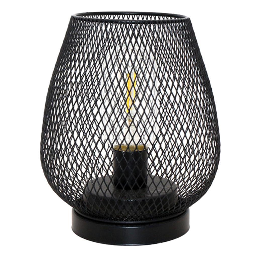 Iron Mesh Birdcage Shaped Table Lamp Light Battery Power Bedside Cafe White