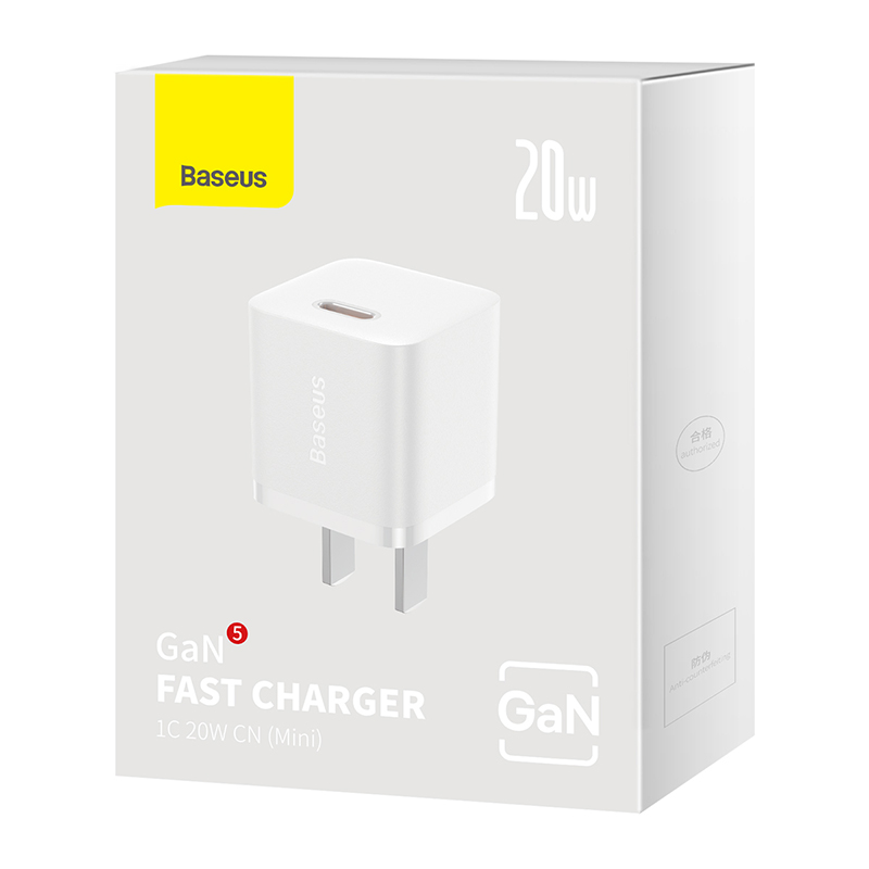 Củ Sạc Nhanh Mini Dành Cho iPhone Baseus GaN5 1C Chuẩn PD 20W Siêu Nhỏ Gọn Chân Dẹp CN - Hàng Chính Hãng