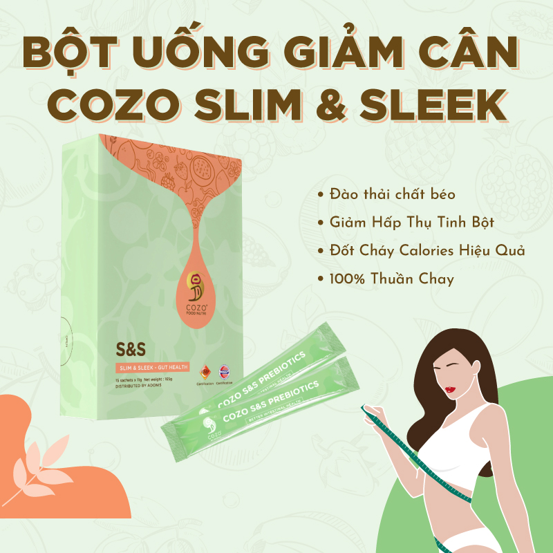 Bột Hỗ Trợ Kiểm Soát Cân Nặng, Phân Hủy Chất Béo Cozo Slim Sleek, Chống Phản Ứng Đường Hóa, Giúp Cơ Thể Thải Độc, Da Đẹp Dáng Xinh