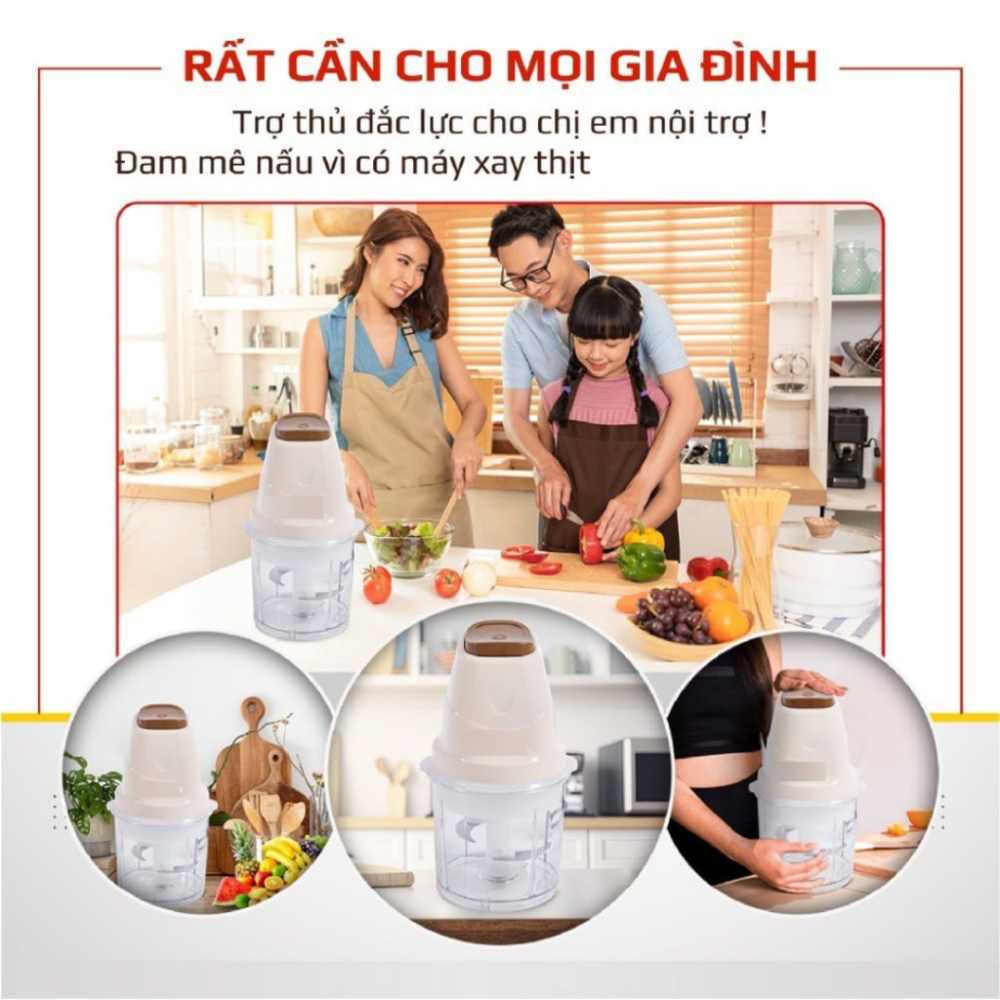 Máy xay thịt đa năng mini Lumabella LB-06009 công suất lớn 200W, dung tích 0,7L, xay thịt nhanh, nhuyễn mịn - HÀNG CHÍNH HÃNG