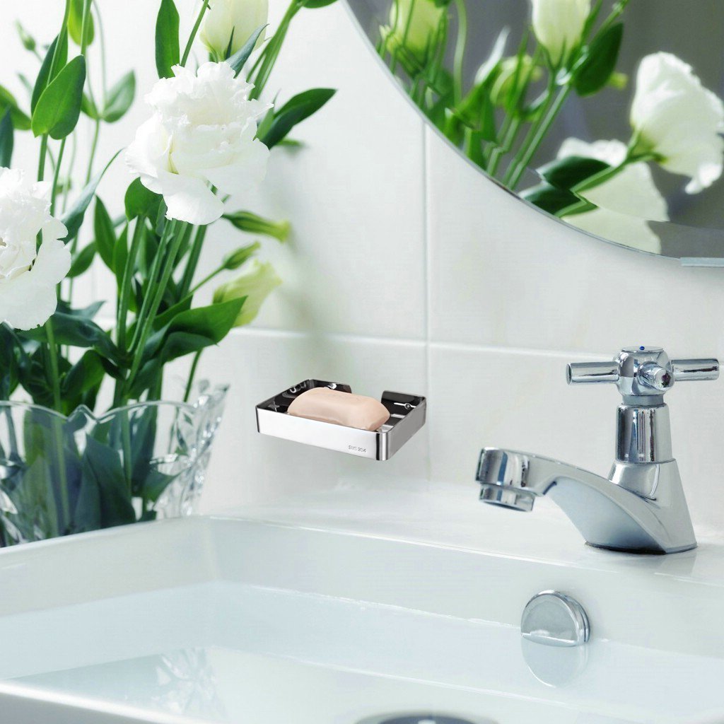 Khay đựng xà phòng, xà bông HOBBY SB4 Inox 304 dán tường hoặc khoan tường - có keo dán và đinh ốc