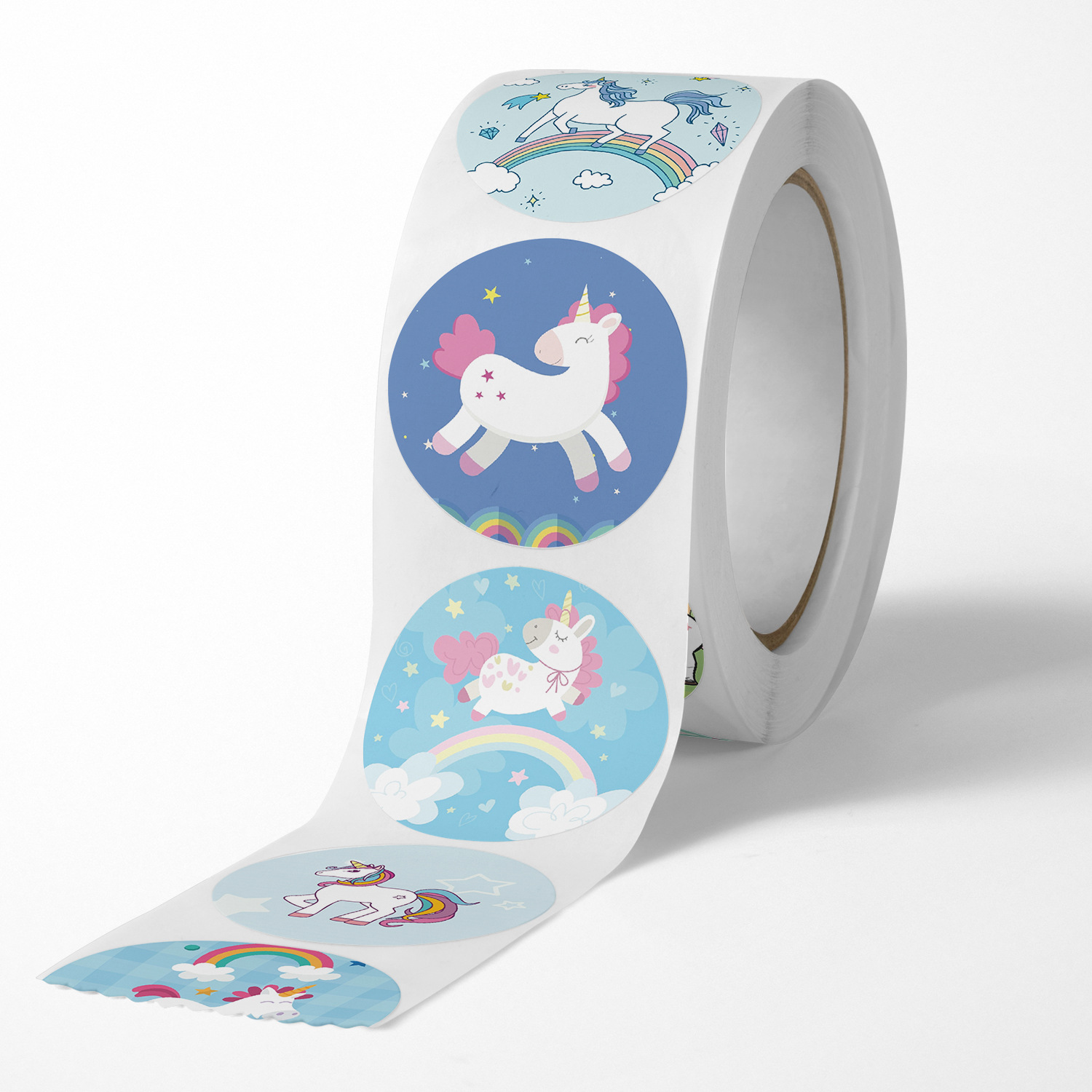 Cuộn 500 tem sticker unicorn trang trí 1inch