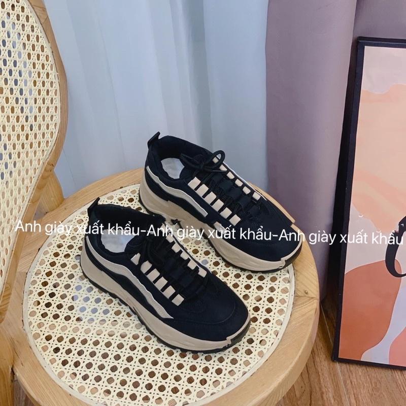 TT47 - Giày thể thao nữ sneaker độn đế 5p đen sọc trắng nhẹ êm chân( ảnh thật, kèm video)