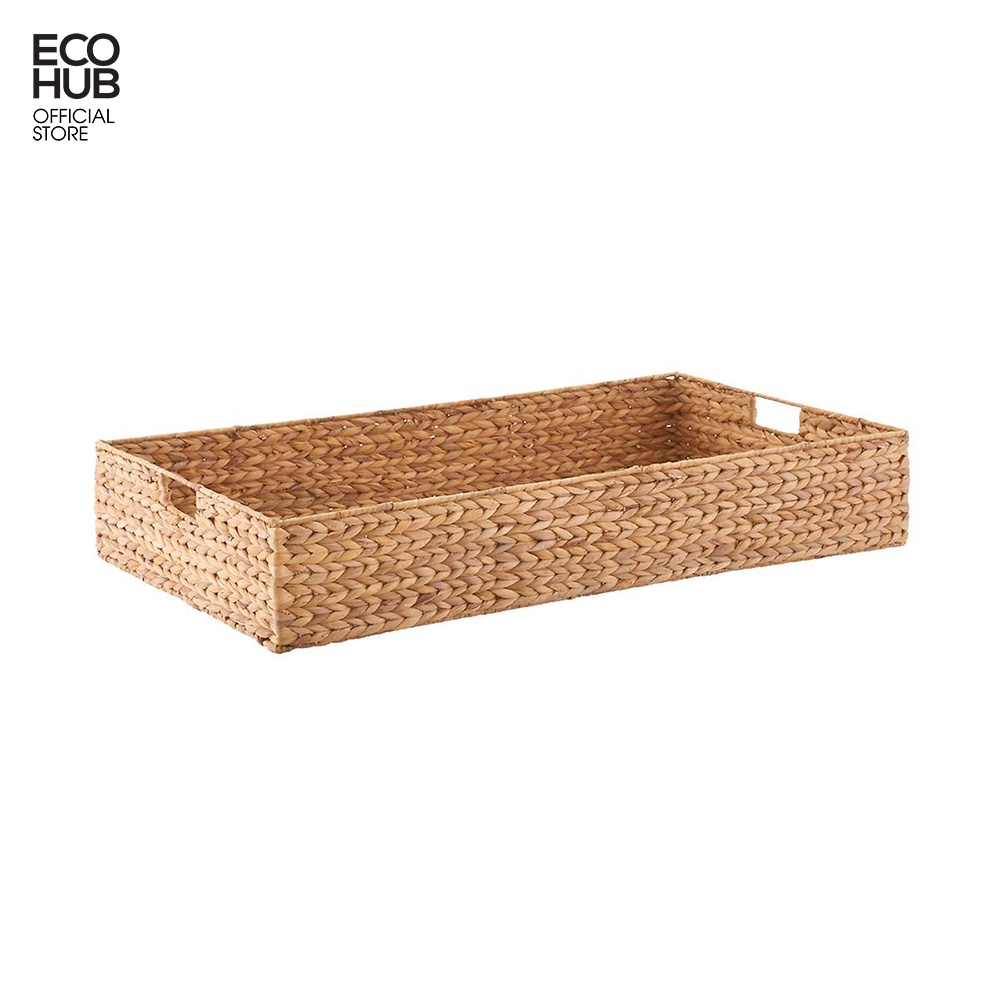 Khay cà phê, khay đựng đồ ECOHUB bằng lục bình có tay cầm (Water Hyacinth Tray With Handle) 35x25x10cm