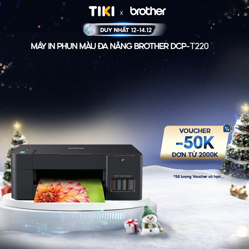 Máy In Phun Màu Đa Năng Brother Dcp - T220 - Hàng Chính Hãng