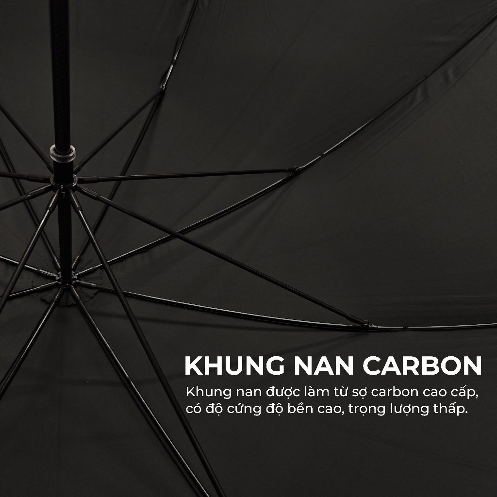 Ô dù cao cấp lịch lãm Elite Nason tay cầm gỗ sang trọng khung trục làm từ sợi Carbon, siêu bền bỉ