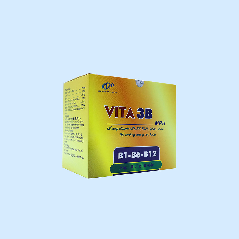 Combo 2 Hộp Vitamin 3B Vita3B - Giúp Bổ Sung Vitamin B1, B6, B12, Lysine, Taurin, Hỗ Trợ Tăng Cường Sức Khỏe, Giảm Mệt Mỏi. Hộp 100 Viên