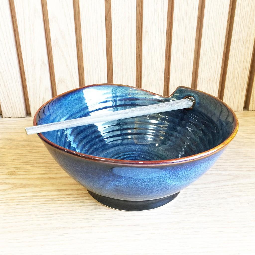 Tô Có Lỗ Xỏ Đũa Men Xanh Hoả Biến 22x9cm - Bát Tô Có Lỗ Men Cao Cấp