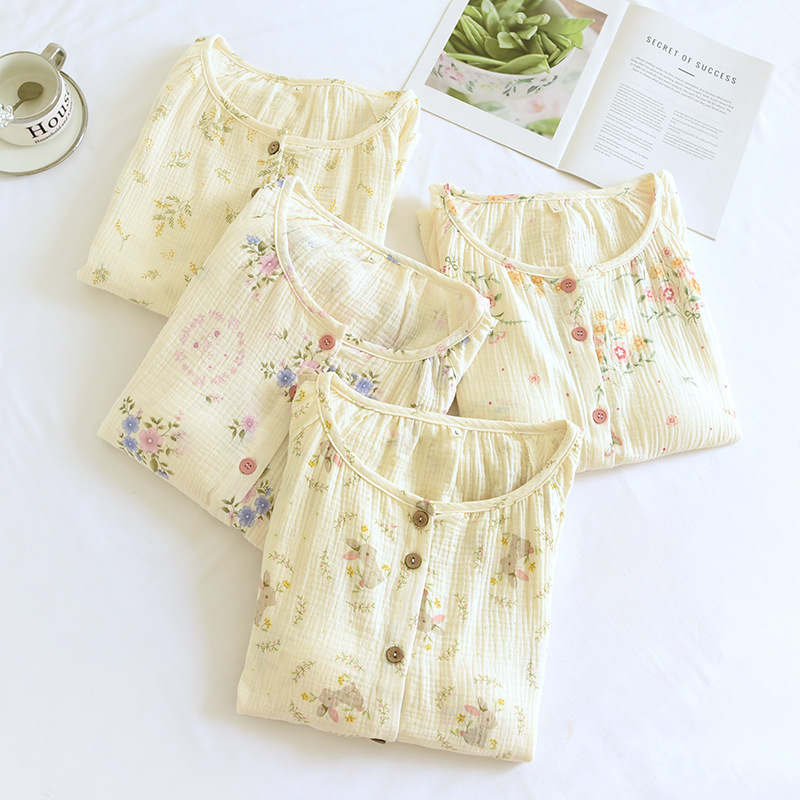 Bộ Đồ Bầu Và Sau Sinh Dài Tay Có Khe Mở Cho Con Bú Chất Liệu Xô Muslin M6