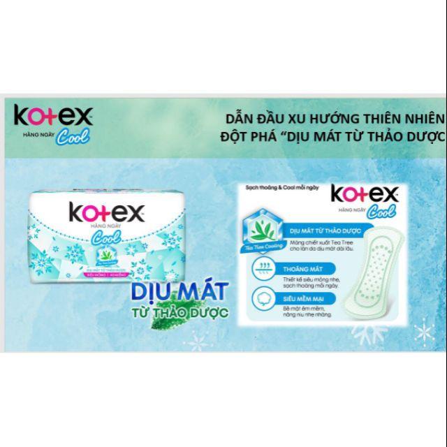 Combo 6 Băng Vệ Sinh Hàng Ngày Kotex Dịu Mát Từ Thảo Dược 20 miếngx6