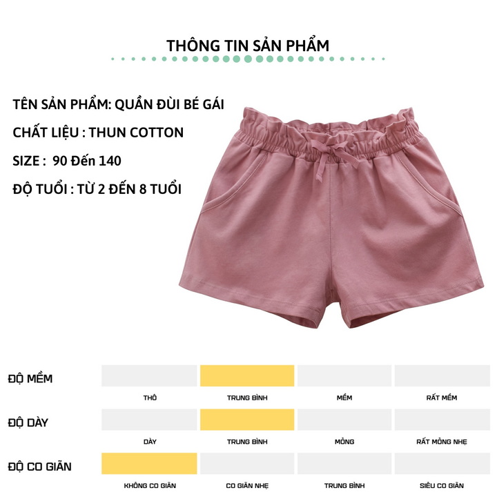 Quần short bé gái 27Kids quần đùi mềm nữ mềm mỏng mát cho trẻ từ 2-10 Tuổi GSPS1