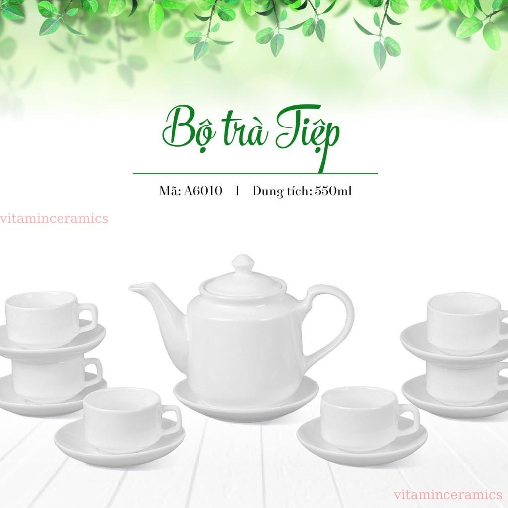 Vuông HK - Dáng Tiệp - Ấm Chén Trắng Đẹp - Ấm Chén Bát Tràng Cao Cấp - Bộ Trà Sang Chảnh - Vitaminceramics