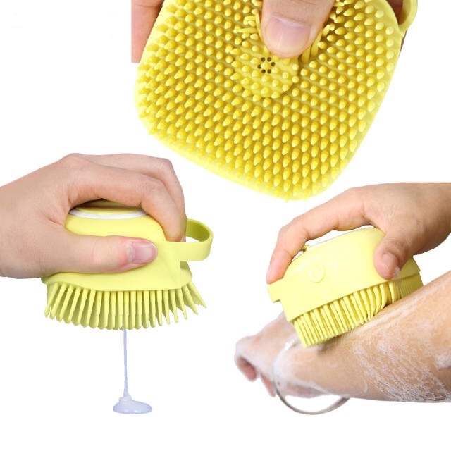 Bông Tắm Silicon Tạo Bọt Massage Cơ Thể, Tẩy Tế Bào Chết Có Chỗ Đựng Xà Phòng Tắm - Tặng 1 mũ tắm trùm tóc
