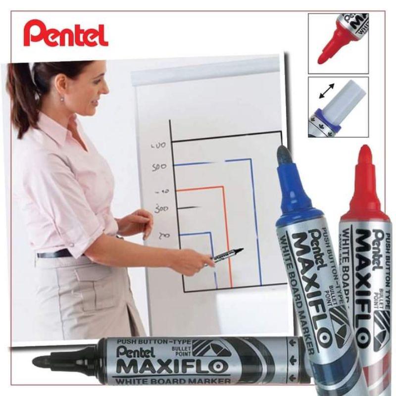 Bút Dạ Bảng Pentel MWL5 | Mực Ra Đều | Có Thể Viết Ở Tư Thế Dốc Ngược | 3 Màu Mực