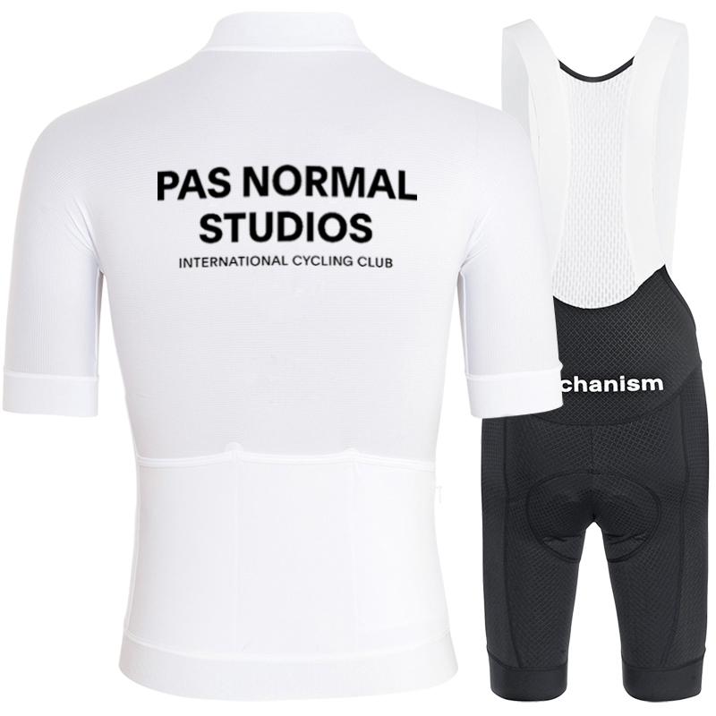 PNS Bộ Dụng Cụ Đi Xe Đạp Maillot Đi Xe Đạp Hombre Bộ Mùa Hè 2023 Trắng Đen Tay Ngắn Bộ Quần Áo Đạp Xe Jersey MTB Quần Áo Nam Color: SET 02-Black Pant Size: M