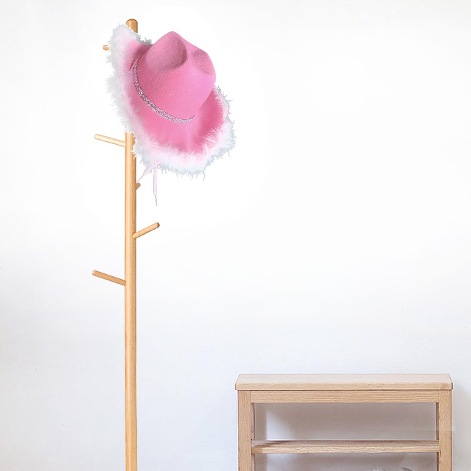 Pink Cowgirl Hat, Women Cowboy Hats with Feather Edge, Cowboy Costume Accessories for Adults Party Hat and Play Dress up