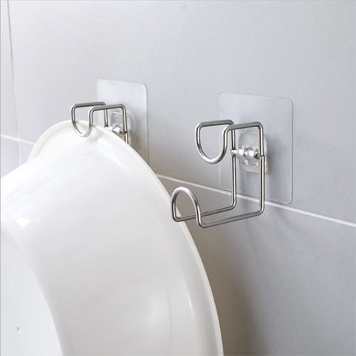 Móc treo chậu inox 304 trong nhà tắm siêu chắc, siêu bền - TẶNG KÈM 3 MÓC DÁN CƯỜNG LỰC
