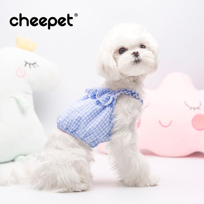 Cheepet Áo croptop kẻ caro cho chó mèo/thú cưng