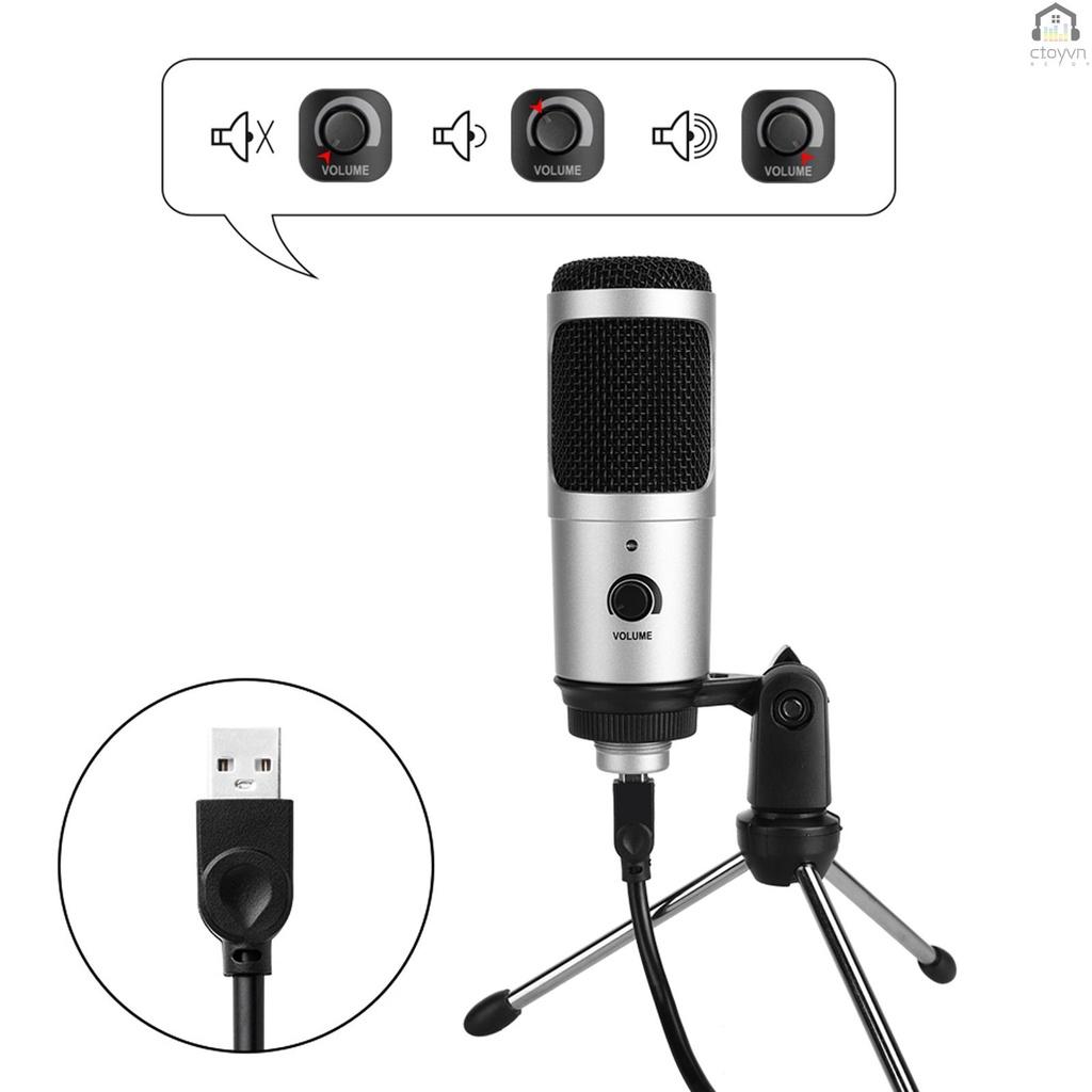 Micro USB thu âm có kẹp gắn giá đỡ ba chân cho máy tính/laptop