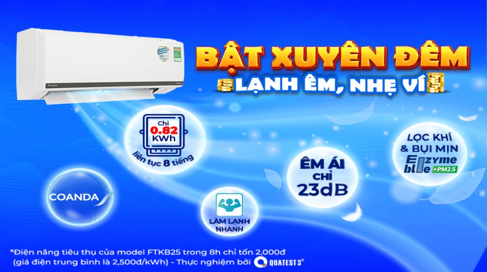 Máy lạnh Daikin inverter 1 HP FTKB25WMVMV/RKB25WMVMV-Hàng Chính Hãng.