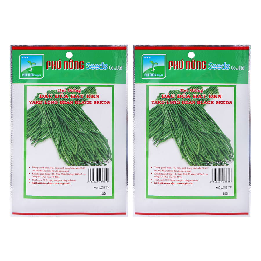 Bộ 2 Gói Hạt Giống Đậu Đũa Hạt Đen Phú Nông