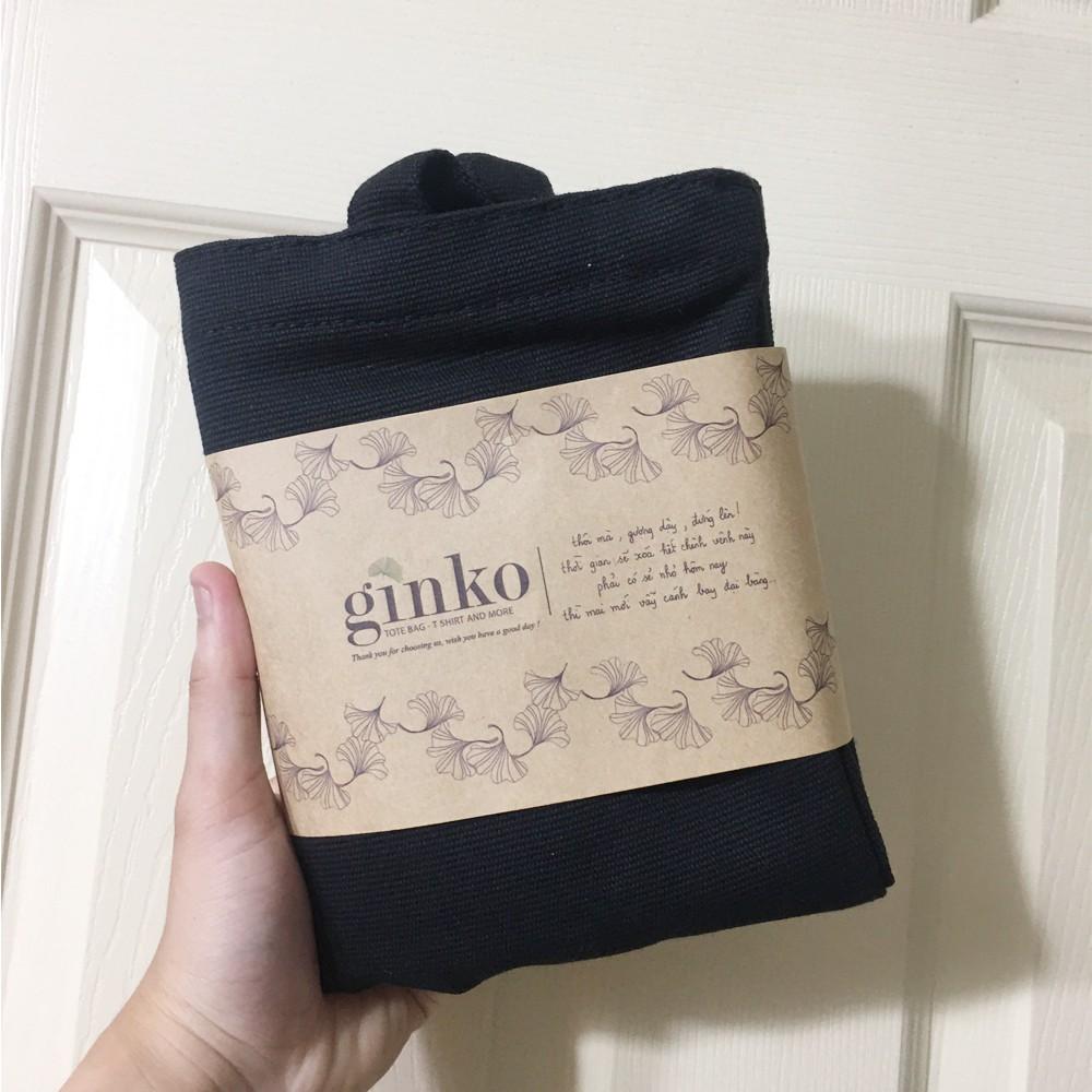 Túi Tote Vải Canvas Ginko kiểu basic có dây kéo khóa miệng túi( có túi con bên trong) đựng vừa laptop 14 inch và nhiều đồ dùng khác Phong Cách ulzzang Hàn Quốc In Hình Go Wild B12