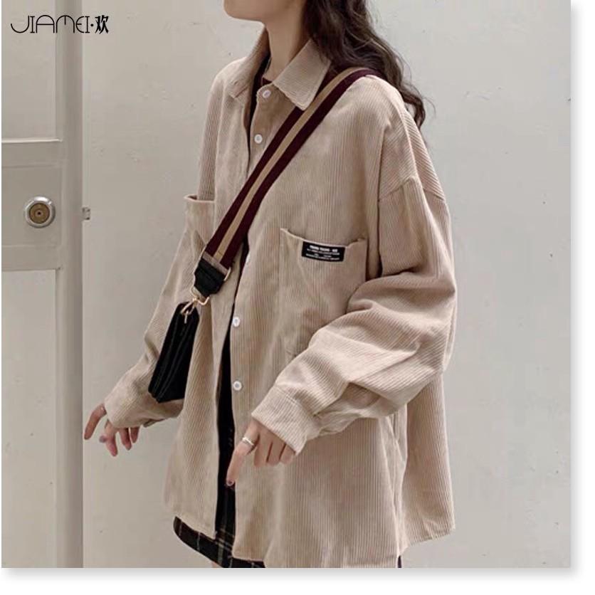 Áo Khoác Sơ Mi Nhung Gân Phối 2 Túi Hộp Phong Cách Hót Trend Fashion