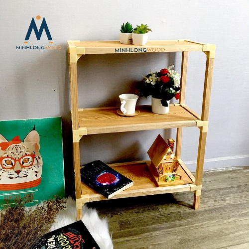 Kệ Để Đồ Đa Năng- Minhlongwood M52, Kệ Trang Trí Phòng Ngủ, Phòng Khách- Màu Gỗ Tự Nhiên