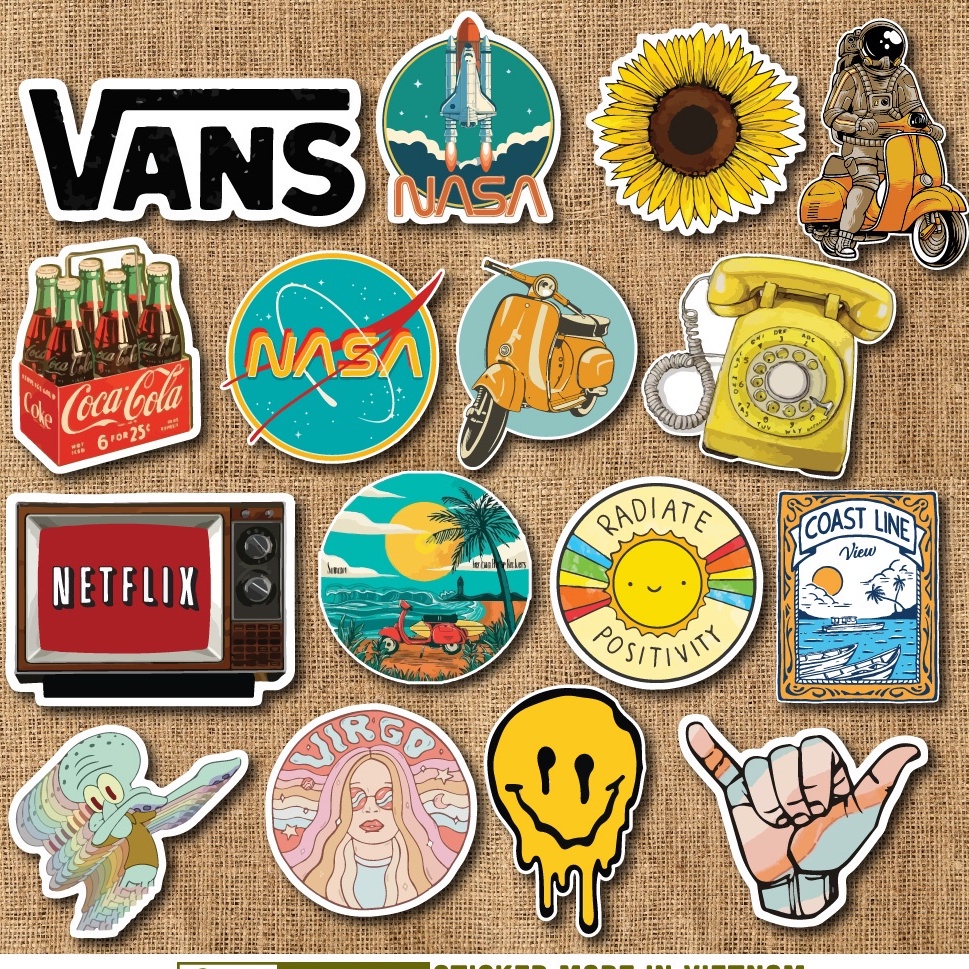 Sticker dán mũ bảo hiểm, laptop chống nước- màu ngẫu nhiên - 7 hình/ tờ
