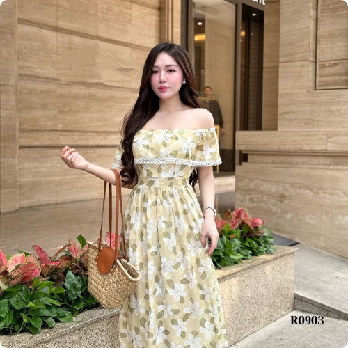 Đầm Maxi Ruzimay Trễ Vai Dáng Dài Hoạ Tiết R0900