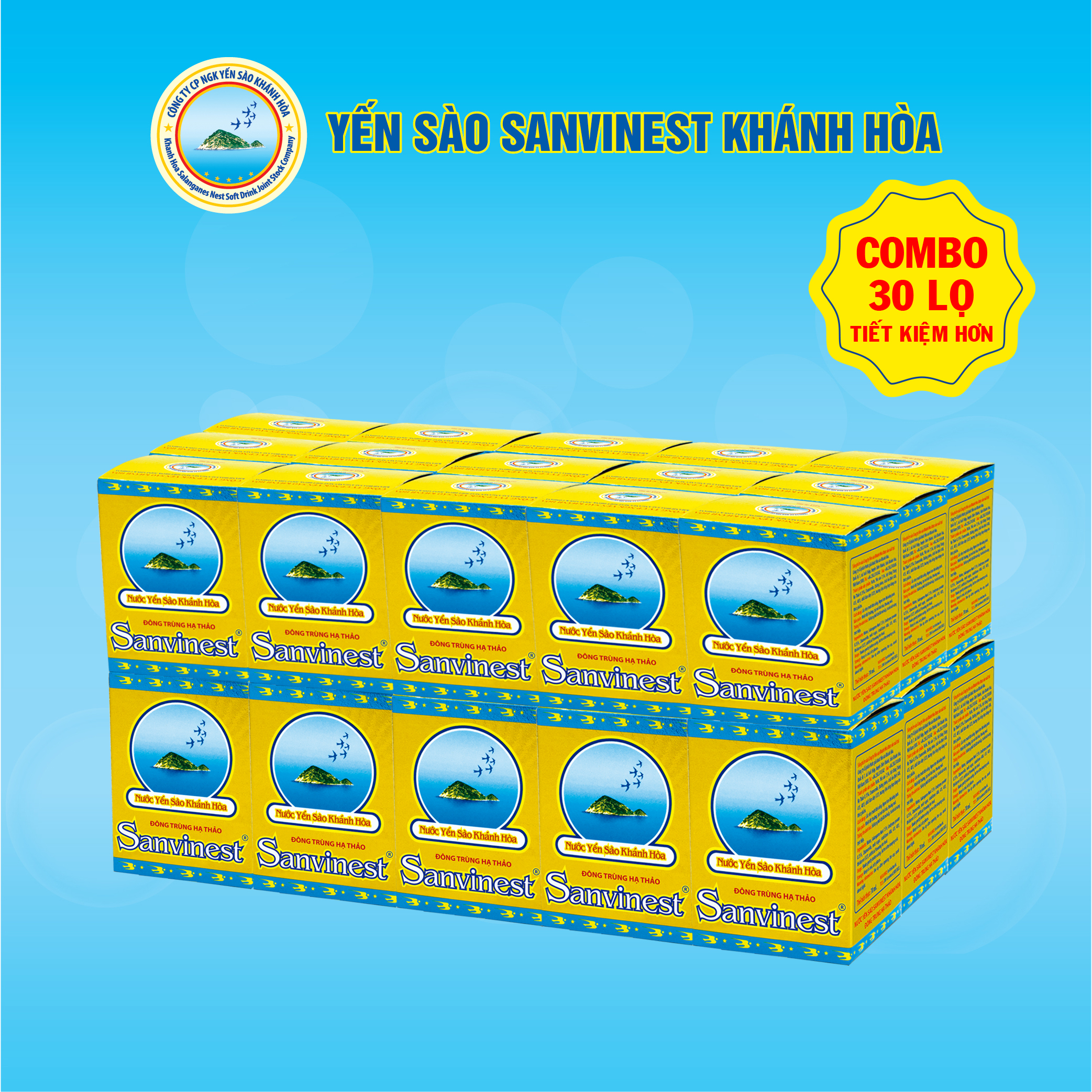 [Combo 30 lọ] Nước Yến sào Sanvinest Khánh Hòa Đông trùng hạ thảo - 208 